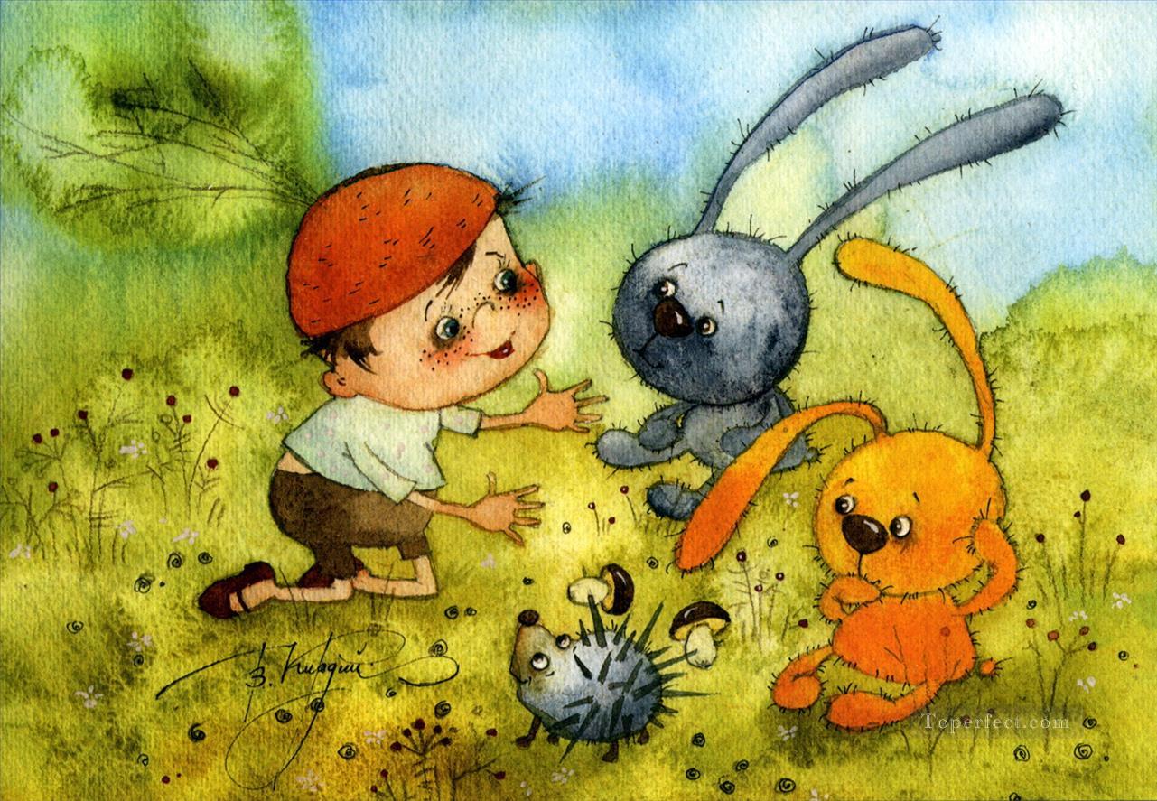 vk children present bunny Fantasy Oil Paintings